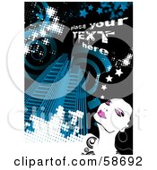 Royalty Free RF Clipart Illustration Of A Fashionable Woman In A Big Blue City With Sample Text