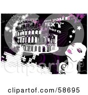 Poster, Art Print Of Fashionable Woman In Rome With Sample Text And Pink Grunge