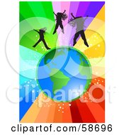 Three Silhouetted Children Jumping Over Earth