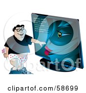 Royalty Free RF Clipart Illustration Of A Chubby Man Getting Sensual With His Virtual Date