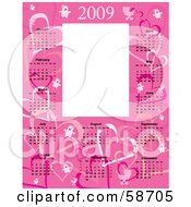 Royalty Free RF Clipart Illustration Of A Pink Baby Girl 2009 Calendar by MilsiArt