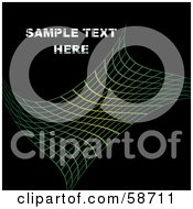 Royalty Free RF Clipart Illustration Of A Green Net Grid On Black Background With Sample Text