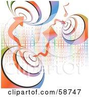 Royalty Free RF Clipart Illustration Of A Colorful Music Beat Background With Circles And Arrows by MilsiArt