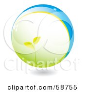 Poster, Art Print Of Seedling Plant Growing In A Green And Blue Sphere