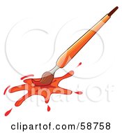 Royalty Free RF Clipart Illustration Of An Orange Paintbrush With A Splatter by MilsiArt