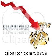 Poster, Art Print Of Red Arrow Breaking A Dollar Symbol With Financial Crash Text