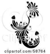 Black Floral Element With Heart Shaped Leaves