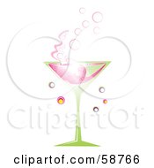 Royalty Free RF Clipart Illustration Of A Splashing Pink Cocktail In A Green Glass