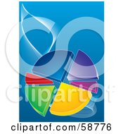 Poster, Art Print Of Colorful Pie Chart With Separating Pieces On A Blue Background