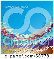 Poster, Art Print Of Blue Background With Colorful Sharp Waves And Sample Text