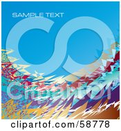 Royalty Free RF Clipart Illustration Of A Blue Background With Colorful Sharp Waves And Sample Text