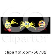 Poster, Art Print Of Digital Collage Of Three Yellow Ghost Spider And Vampire Emoticons