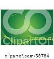 Royalty Free RF Clipart Illustration Of A Green Background Bordered With Thin White Wire Waves And Dots
