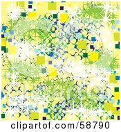 Poster, Art Print Of Abstract Background Of Green White Blue And Yellow Squares Circles And Sparkles