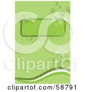 Poster, Art Print Of Green Background With A Blank Text Box Waves And Elegant Butterflies