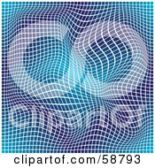 Poster, Art Print Of Wavy Blue Background With White Deformed Grid Lines