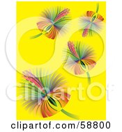 Royalty Free RF Clipart Illustration Of Rainbow Colored Autumn Leaves Falling Down Over Yellow