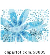 Royalty Free RF Clipart Illustration Of A Background Of Blue Daisy Flowers And Circles On White by kaycee