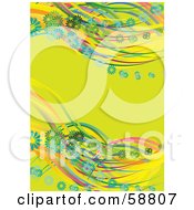 Poster, Art Print Of Rainbow Waves Of Green And Blue Daisies On A Lime Green Background