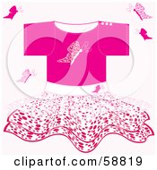 Poster, Art Print Of Pink Little Girls Dress With Elegant Butterflies