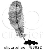 Fluffy Feather With Black Ink Drips