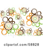 Poster, Art Print Of Background Of Brown Orange And Green Retro Circles On White