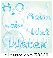 Poster, Art Print Of Digital Collage Of Water Words In Blue With Droplets