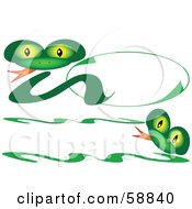 Poster, Art Print Of Friendly Green Snake Logo And Banner