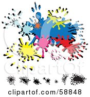 Royalty Free RF Clipart Illustration Of A Digital Collage Of Black And Colorful Splatters