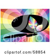 Poster, Art Print Of Sparkling Rainbow Leaves Over A Dark Shadow On A Rainbow Burst Background