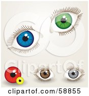 Poster, Art Print Of Digital Collage Of Blue Green Red Yellow Brown And Gray Eyes