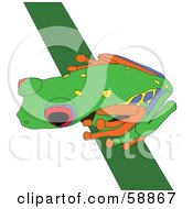 Poster, Art Print Of Perched Tree Frog On A Green Stick