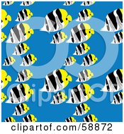 Poster, Art Print Of Seamless Butterfly Fish Pattern On Blue