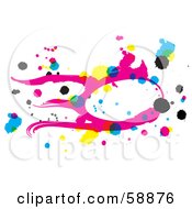 Poster, Art Print Of Pink Yellow Blue And Black Cmyk Abstract Drawing On White