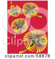 Royalty Free RF Clipart Illustration Of Rainbow Colored Autumn Leaves Falling Down Over Red