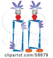 Royalty Free RF Clipart Illustration Of A Digital Collage Of Two Parrots Holding Vertical Banners