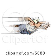 Caucasian Business Man Leaping Excitedly Forward Into Advancement Clipart Illustration