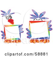 Royalty Free RF Clipart Illustration Of A Digital Collage Of A Parrot Holding And Standing Behind A Blank Sign