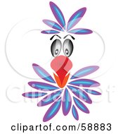 Royalty Free RF Clipart Illustration Of A Parrot Face With Purple And Blue Feathers