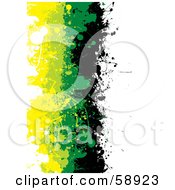 Poster, Art Print Of Vertical Background Of Black Green And Yellow Grunge Splatters Against White
