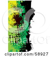 Poster, Art Print Of Vertical Background Of Yellow Green And Black Grunge Splatters Against White