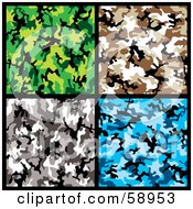 Poster, Art Print Of Digital Collage Of Green Blue Gray And Brown Camouflage Backgrounds