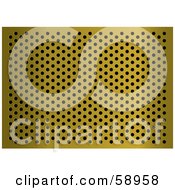 Royalty Free RF Clipart Illustration Of A Gold Metal Grill Background With Holes Version 1