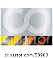 Royalty Free RF Clipart Illustration Of Secured Brushed Chrome Metal Doors With Warning Stripes