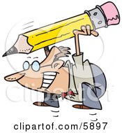 Poster, Art Print Of Business Man Jumping With A Giant Pencil