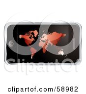 Royalty Free RF Clipart Illustration Of A Modern Cellular Phone With A Red Atlas Screen by michaeltravers #COLLC58982-0111
