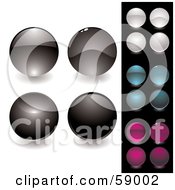 Royalty Free RF Clipart Illustration Of A Digital Collage Of Shiny And Reflective Black White Blue And Pink Website Buttons