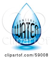 Royalty Free RF Clipart Illustration Of A Blue Conserve Water Pure By Nature Water Droplet by michaeltravers