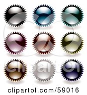 Royalty Free RF Clipart Illustration Of A Digital Collage Of Rounded Colorful Burst Seal Buttons Version 2 by michaeltravers