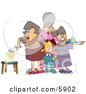 Mother Cutting Her Daughters Birthday Cake Clipart Picture by djart